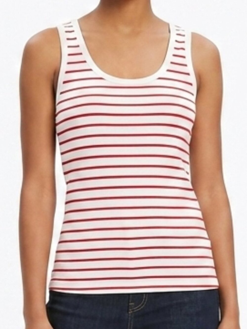 Striped Red and White Sleeveless Tank Top